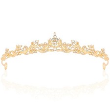Tiara and Crown for Women Girls Wedding Princess Tiara for Bride Prom Gold