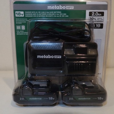 Metabo HPT 18V Lithium Ion Battery & Charger Kit 2.0Ah Batteries UC18YKSLS
