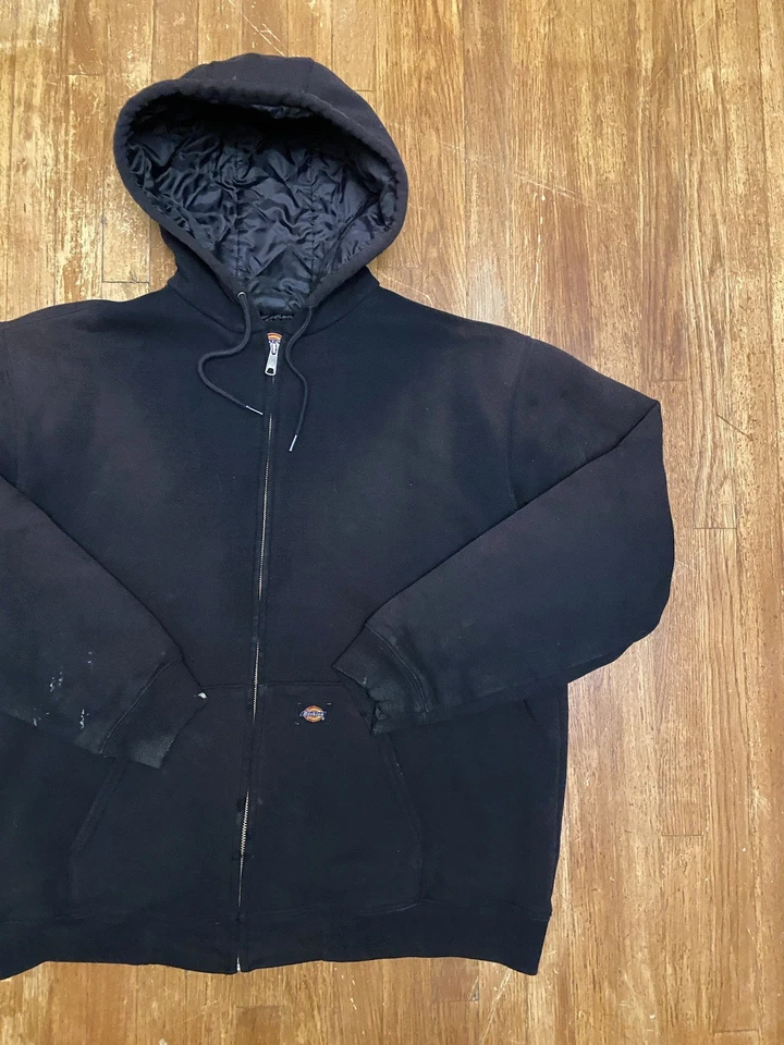 Sudadera con Capucha Dickies Vintage Cremallera Completa Forrada Térmica Desteñida Negra Para Hombre’s XL Foto 3 de 4