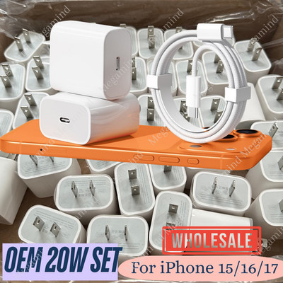 20W USB-C Wall Charger for AirPods 4/Pro 2 2nd/iPhone 15/17/16E Type-C Cord Lot
