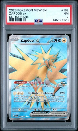 2023 POKEMON MEW EN-151 ULTRA RARE #192 ZAPDOS EX PSA 7