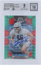Jack Campbell Lions Signed 2023 Panini Mosaic Red & Green BAS 9/10 Rookie Card