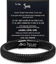 Btysun Fathers Day for Son Leather Bracelet for Men I Love You Gifts for Him ...