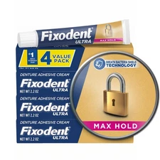 Fixodent Ultra Max Hold Denture Adhesive Cream, 2.2oz (4 Pack)