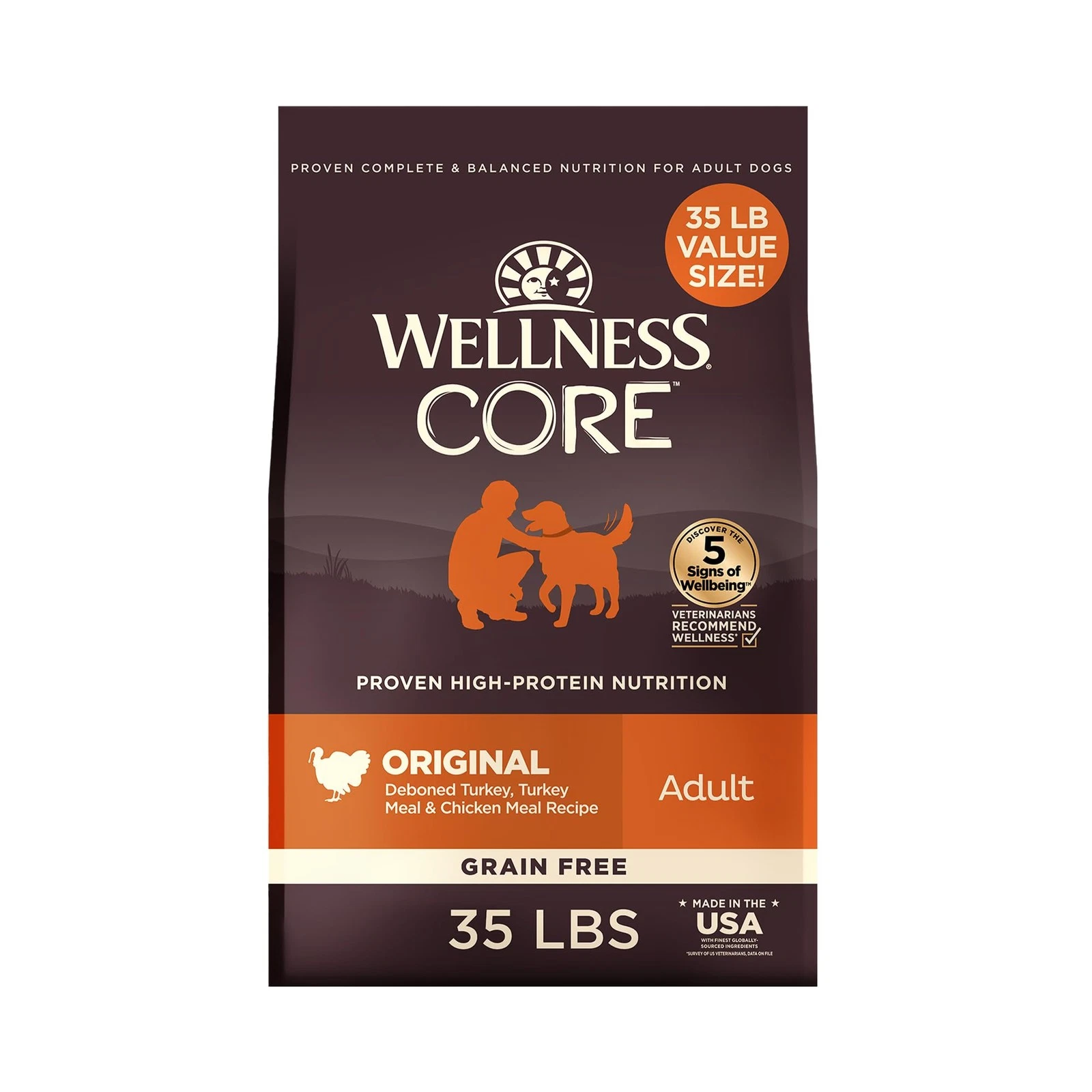 Wellness CORE Dry Dog Food, Grain-Free, High Protein, Original Turkey Chicken