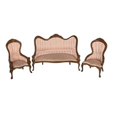 Juego de muebles de salón Townsquare para casa de muñecas sofá y sillones tapizados rosa