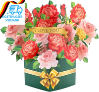 Pop Up Karte Blumen Mit Rosen,3D Geburtstagskarte Frau,Rosen Muttertag Karte,Geb