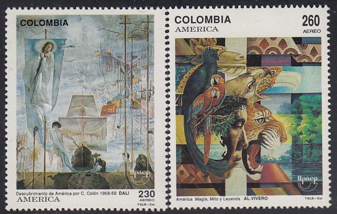 Upaep Colombia A - 851/52 1992 Paintings By Salvador Dalí And Alfredo Vívero MNH