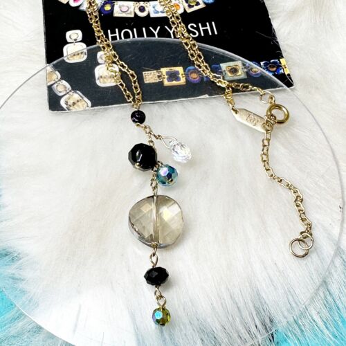 Holly Yashi Cascade Gemstone Crystal Pendant Gold Necklace Purple Blue