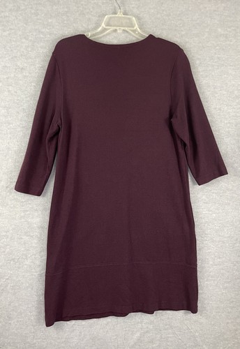 J Jill M Ponte Knit Shift Dress Purple Black Herringbone 3/4 Sleeve Pullover - Picture 5 of 11