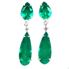 925 Sterling Silver Forest Green Doublet Emerald  Cubic Zirconia Earrings
