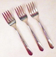 3 Priscilla Silverplate Salad Forks Rogers International 1941 Lady Ann Fork Nice