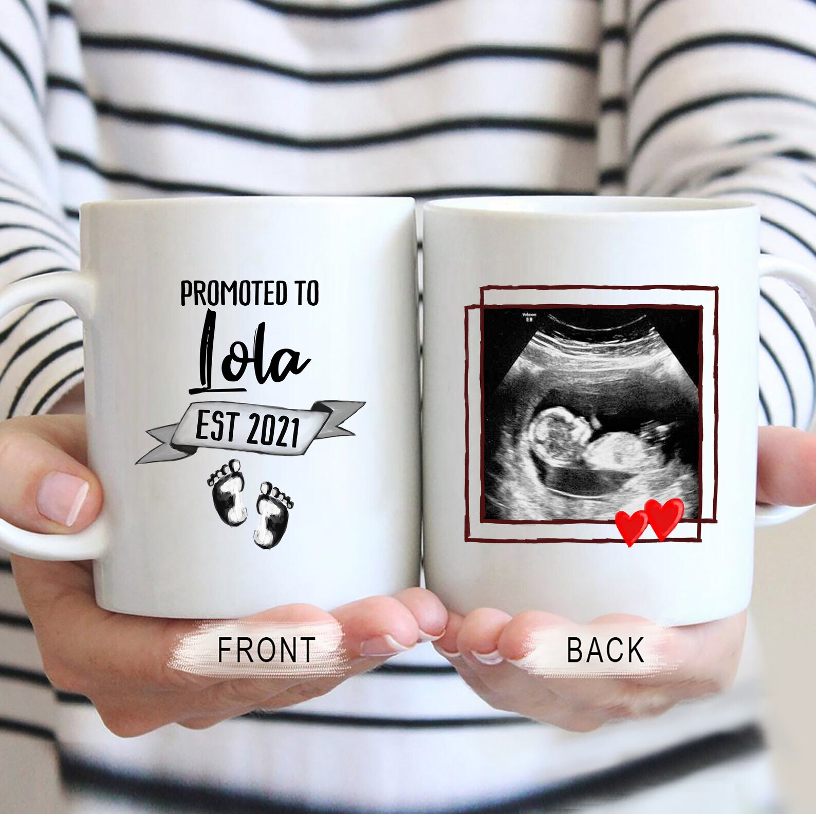 Promoted To Lola Mug Personalized Ultrasound Gift Custom Pregnancy Announcement
