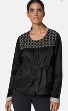 Madeleine Jacket Womens L Soft Black Artistic Embroidery Lightweight Snap Front