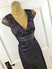 Gina Bacconi Pink & Black Floral Lace Lined Dress, UK 12, New Without Tags