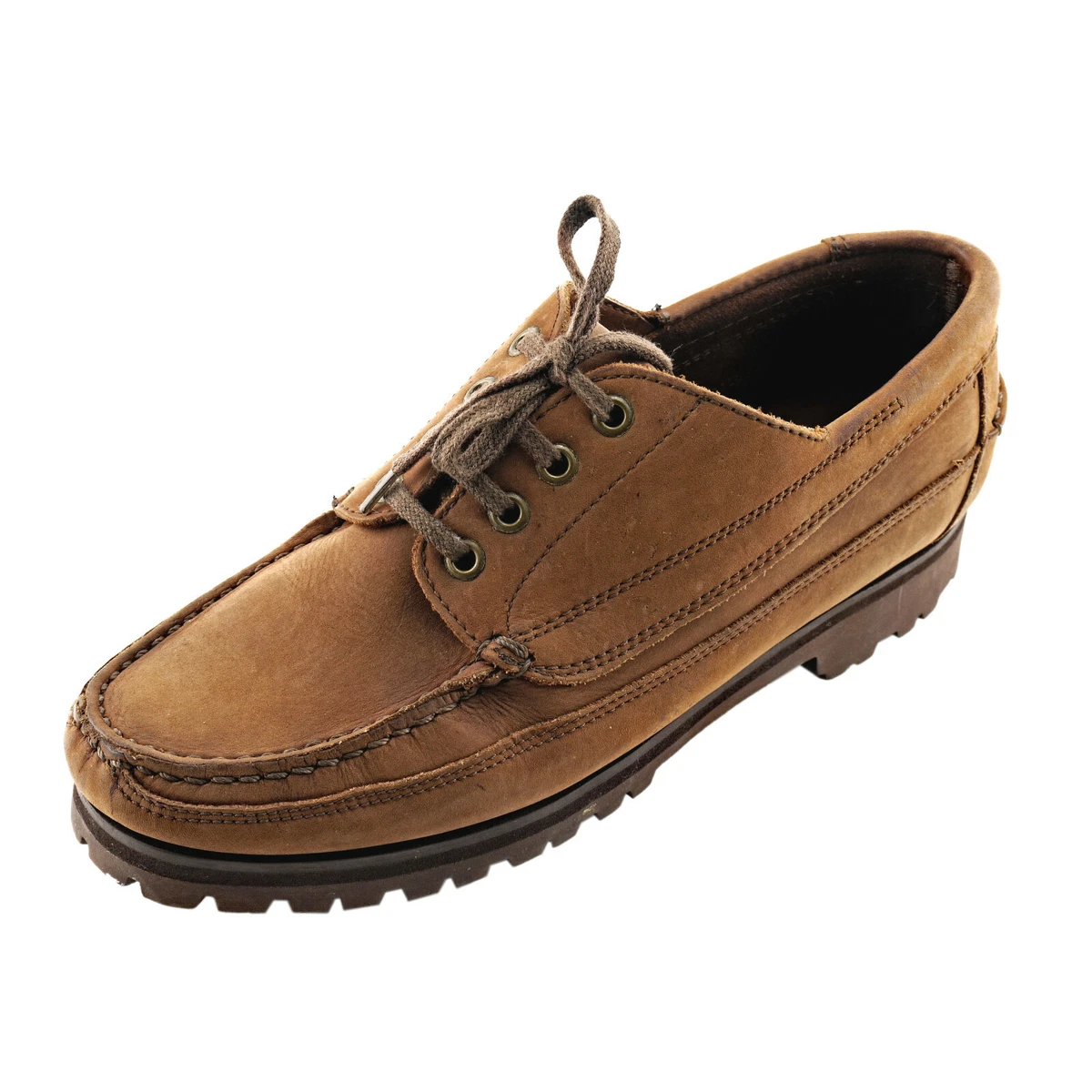 J. CREW Boat Shoes 7 M Rugged Brown Nubuck Oxfords Ridged Soles Comfort Men