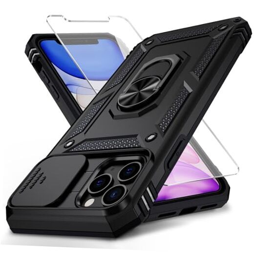 for Case with Camera Lens Cover, HD Screen Protector, iPhone 11 Pro Max Black