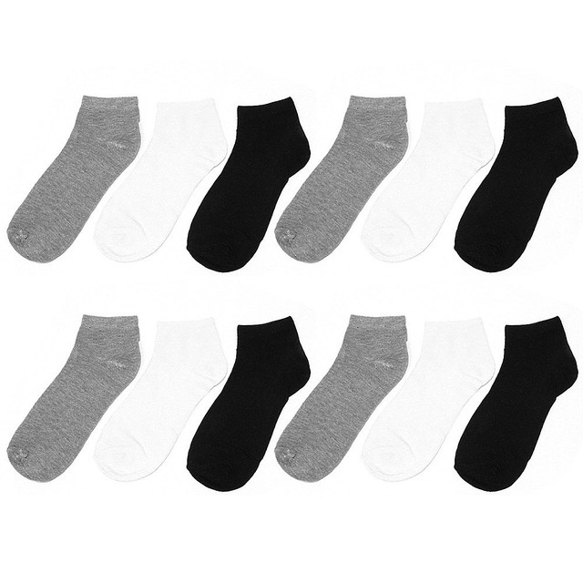 12 Pairs Women Ankle Socks 911 Black Grey White eBay