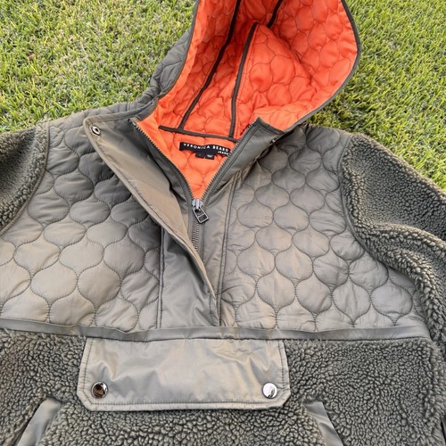 Veronica Beard Leo Sherpa Quilted Pullover in Army Green Large $550 - Picture 3 of 5