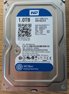 1TB Western Digital Internal Hard Drive 7200RPM, 3.5'', SATA III