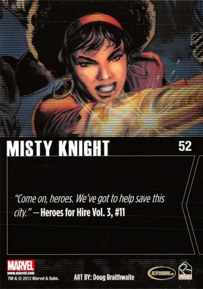 MISTY KNIGHT / Marvel Greatest Heroes (2012) BASE Trading Card #52 - Image 2 of 2