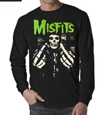 MISFITS FINGER  PUNK Rock Black long sleeve T Shirt