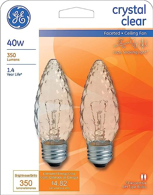 Ge crystal clear 40w sale ceiling fan bulb