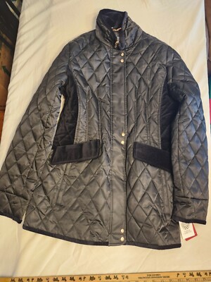Vince Camuto Quilted Jacket Wome's Medium Black Riding Full Zip