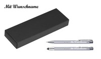 Schreibset Mit Namensgravur - Touchpen Kugelschreiber+Druckbleistift - Silber