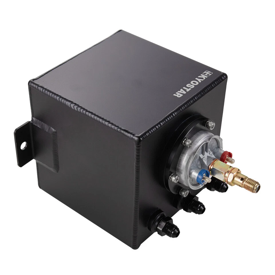 044 External Fuel Pump & 2L Black Aluminum High Flow Swirl Fuel Surge Tank AN6 - Image 2 of 4