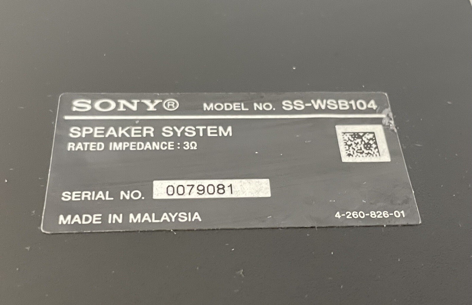 Sony 6 pc Surround Sound Speaker System & Bass Subwoofer SS-WSB104 TSB106 CTB103
