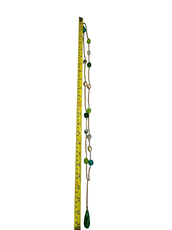 Chanel Collar Largo Tono Dorado con Cuentas de Vidrio Multicolor y Perlas Barrocas Foto 3 de 4