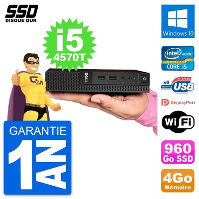 Ultra Mini PC Dell 3020 Micro USFF I5-4570T RAM 4GB SSD 960GB Windows 10 Wifi