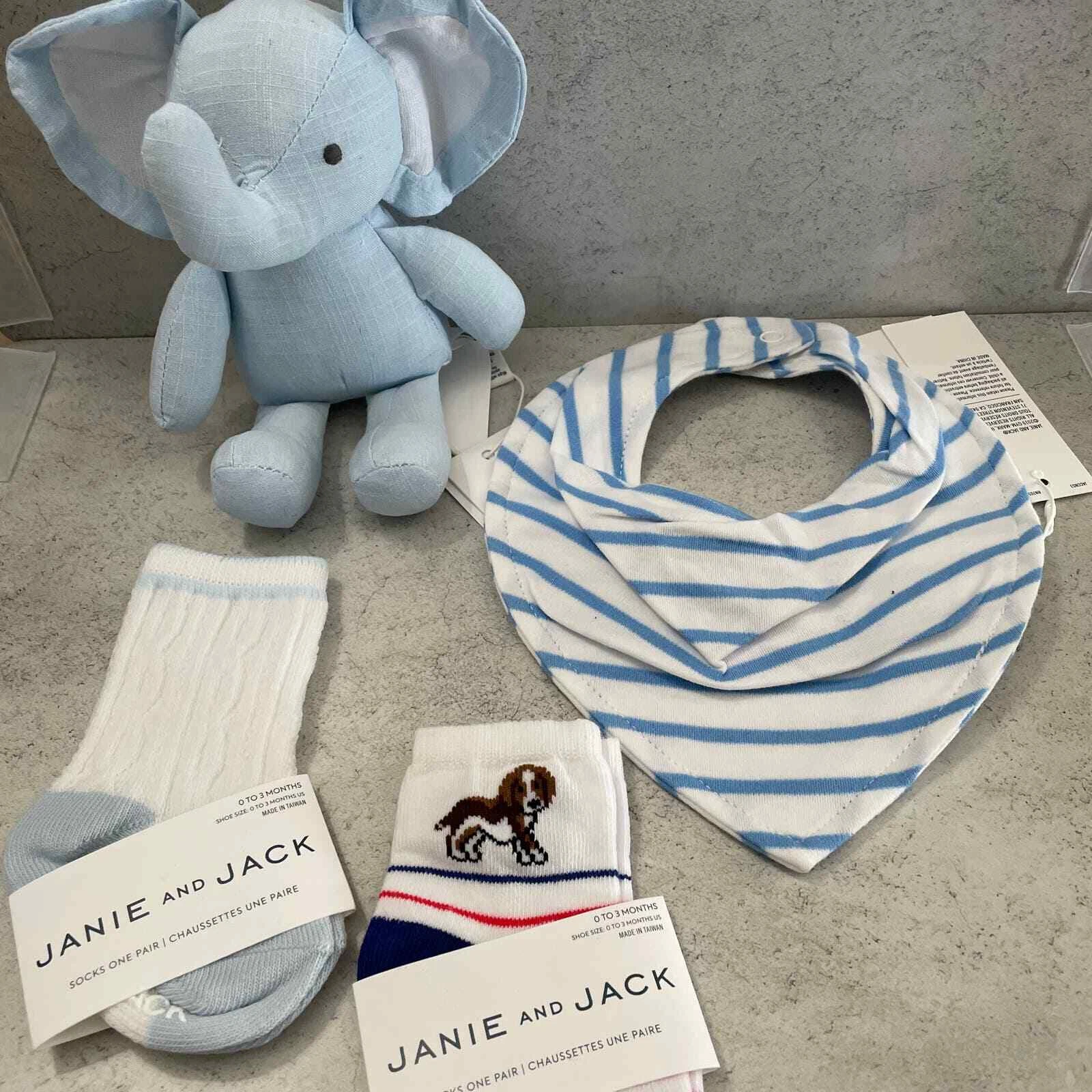 Janie and Jack Baby Boy Bib / Sock Set Size 0 to 3 Months