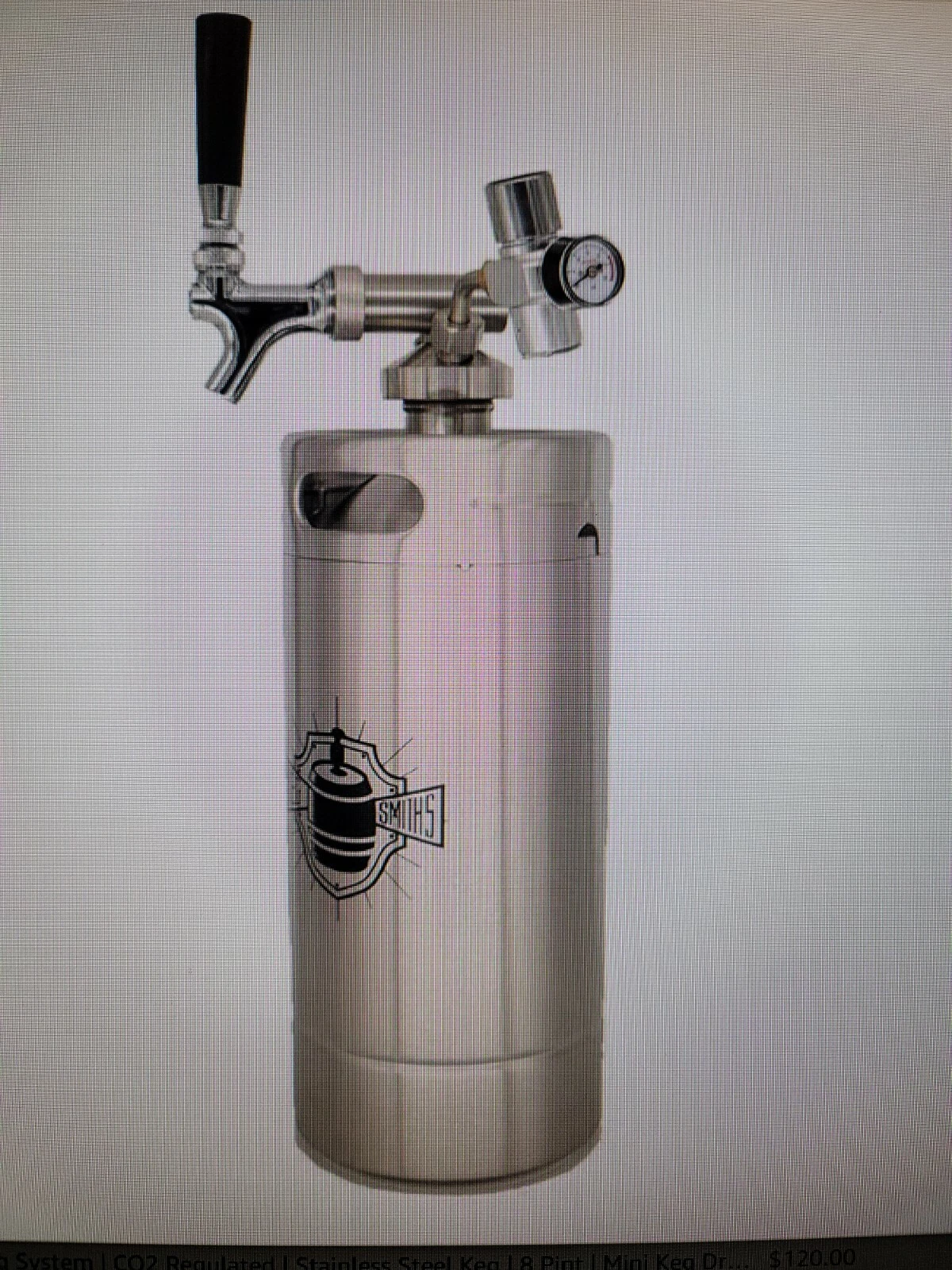 Keg Smiths 8-Pint Stainless Steel Mini/128 Oz draft keg system/Co2 Regulator-New
