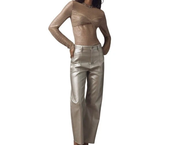 Anthropologie Twist-Front Shine Top Metallic Long Sleeve Size M - Image 3 of 4