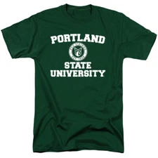 Portland State University Adult T-Shirt Circle Logo, Hunter Green, S-5XL