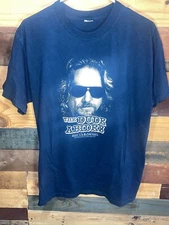 Vintage Retro The Dude Abides The Big Lebowski Blue colored T-Shirt Size Large