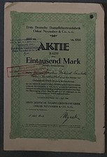 Pierwsza niemiecka fabryka transportu parowego Oskar Neynaber & Co. A.-G. 1922 1000 marek