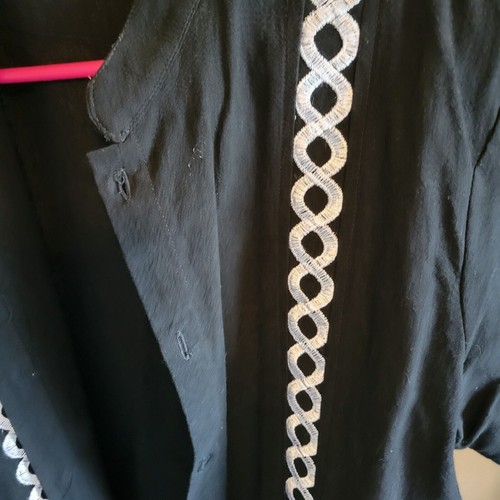 Tamami si ti vista Men's Black with White Embroidered Strip Shirt Size S - Picture 5 of 6