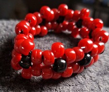 Kandi Red Flower Bracelet- RAVE- EDM- PLUR- EDC- FESTIVAL New OSFM