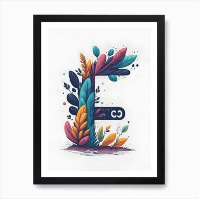 Bunter Buchstabe F Illustration 25 A gerahmtes Wandbild Poster Leinwanddruck Bild