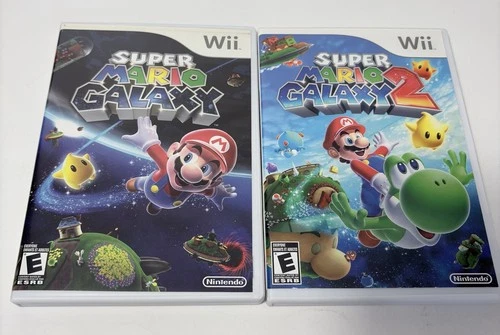 Super Mario Galaxy 1 & 2 Nintendo Wii Both Complete CIB Tested Clean Fast Ship