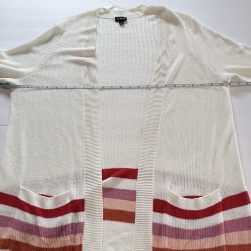 Torrid White Striped Open Front Lightweight Cardigan Sweater Size 2X Pockets - Picture 9 of 12