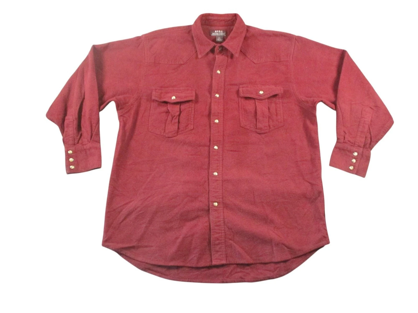 Moose Creek Shirt Mens XL Red Western Pearl Snap Button Flannel Outdoor Cotton