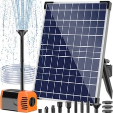 25W Solar Fountain Pump, Solar Pond Pump 410GPH+ Adjustable Flow, Solar Fount...