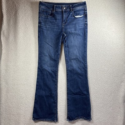 American Eagle Next Level Stretch Kick Boot Women Size 12 Long Dark Wash Jeans