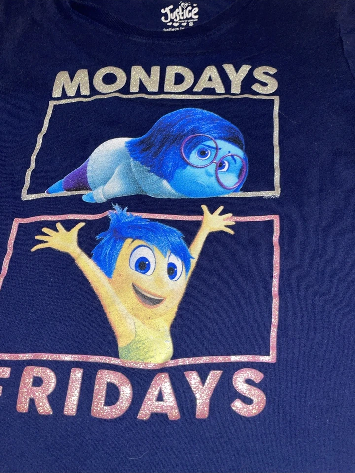 Camiseta Niñas Justicia S/S Inside Out Niñas Talla 8 Lunes Abajo Viernes Feliz T2 Foto 2 de 4