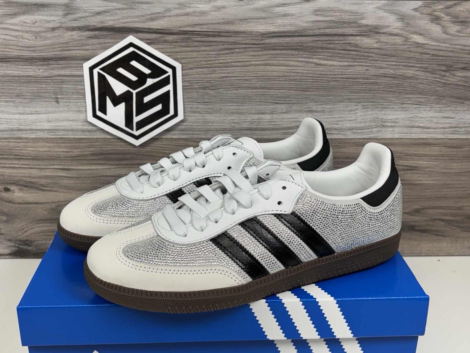 *NEW Women's Adidas Samba OG "Rhinestone" Crystal White Silver | IH9055 image 2