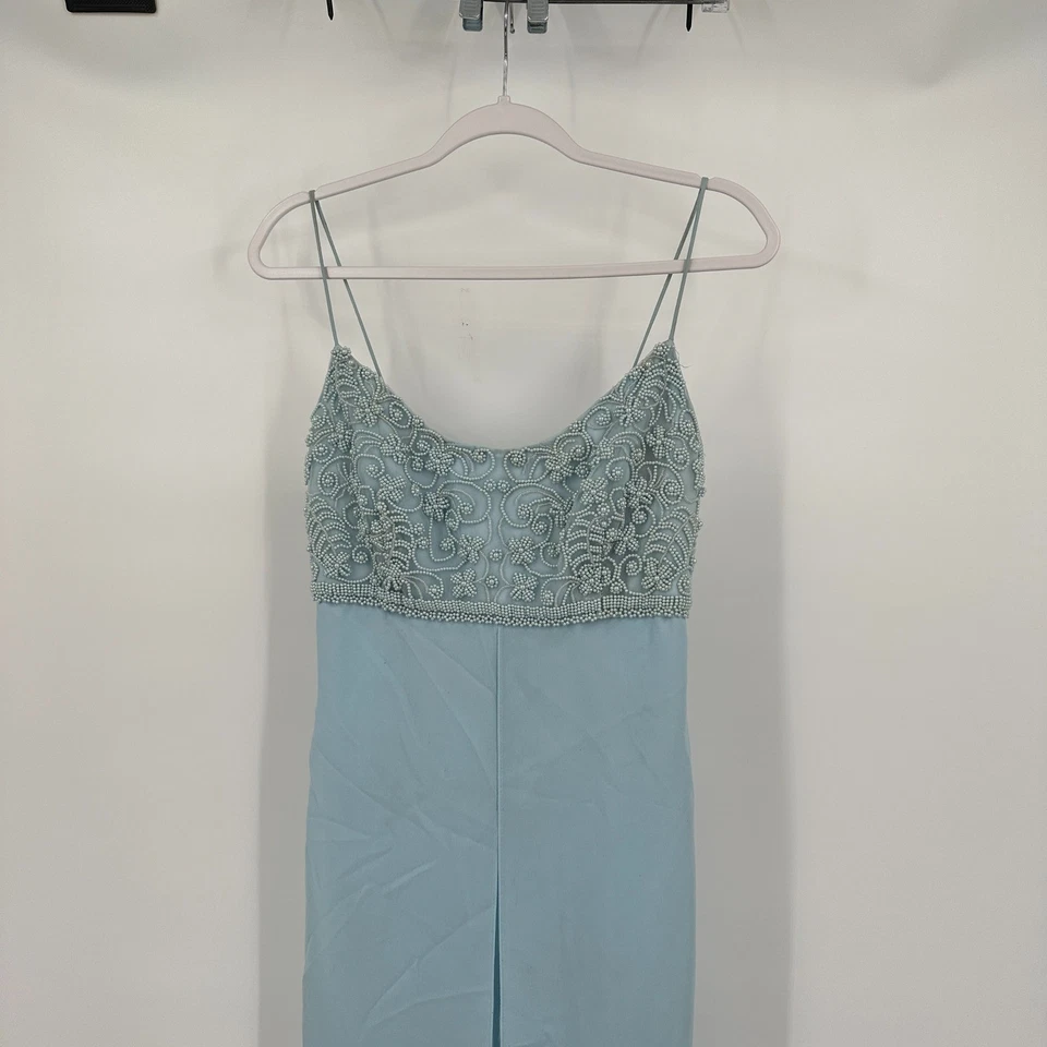 Vestido formal con cuentas Faviana para mujer Y2K talla 11/12 azul hielo dama de honor elegante Foto 2 de 4